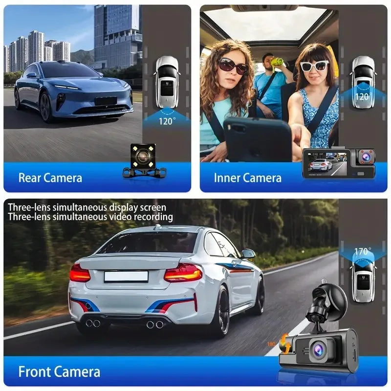 SmartDash™ 3-Channel WiFi Dash Cam | Front, Interior & Rear 1080P Recording